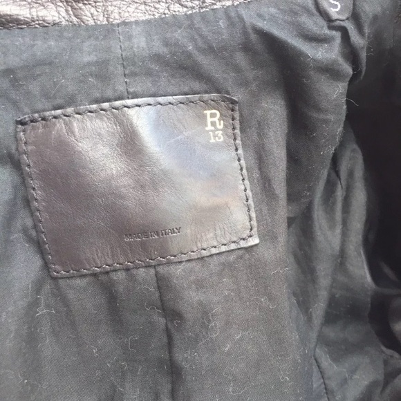 R13 black leather shrunken Moto jacket - Picture 5 of 8