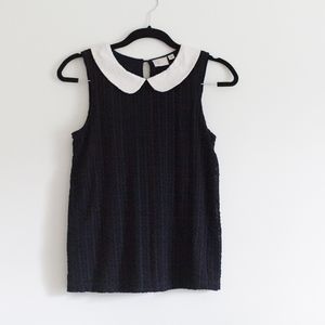 anthropologie black peter pan collar top