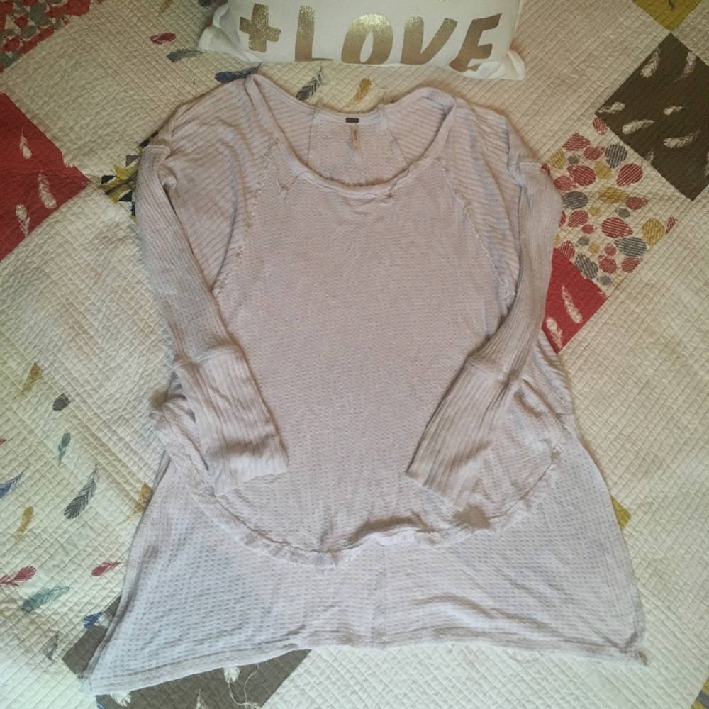 Free people cream color waffle LS tee Small