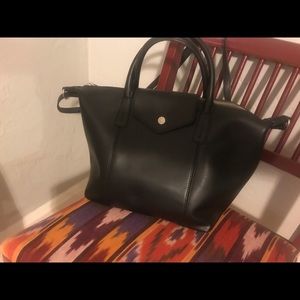 Black leather satchel
