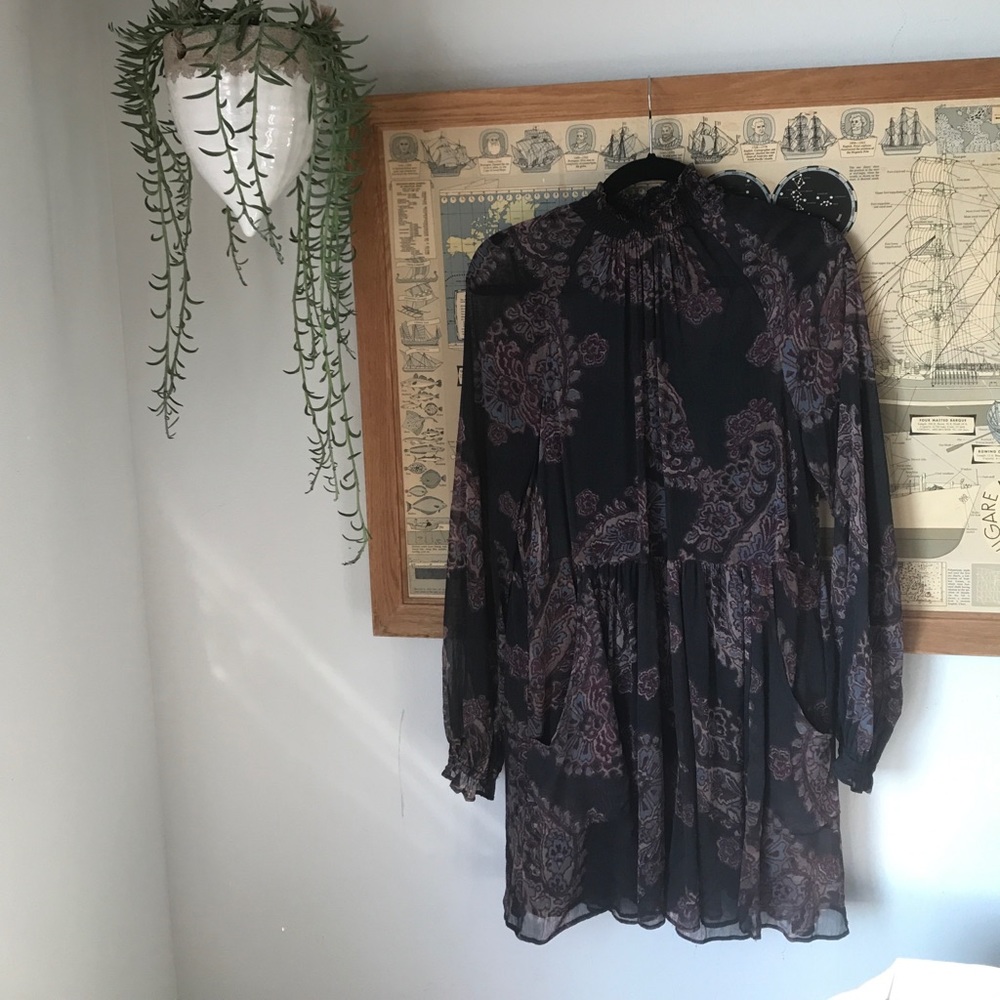 Freepeople long sleeved paisley dress