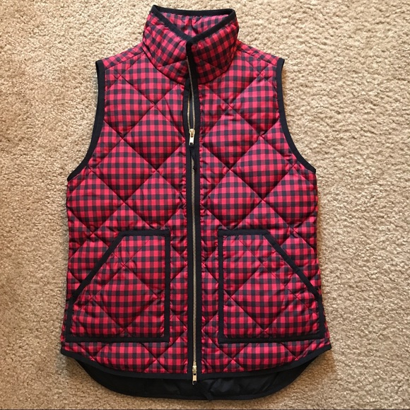 J. Crew black and red gingham quilted vest - Picture 1 of 4
