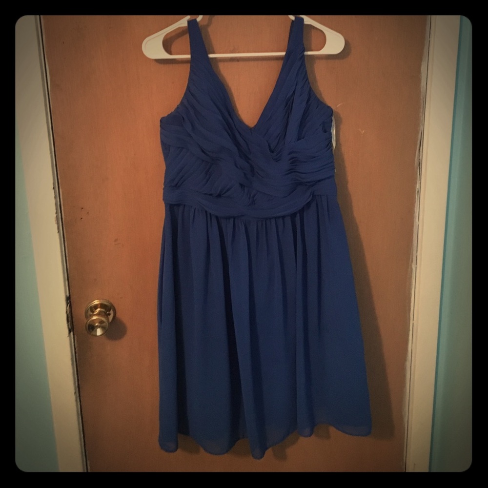 Blue David’s Bridal bridesmaid dress