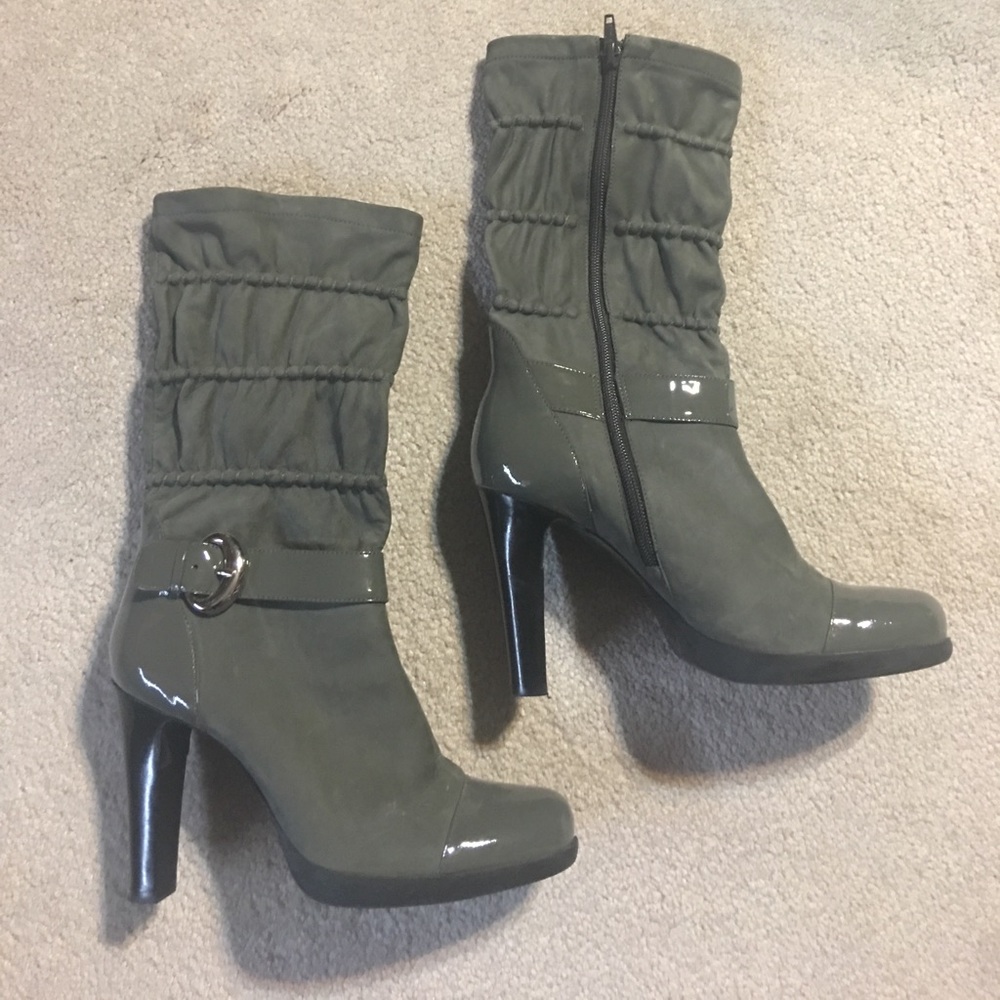 Via Spiga Suede and Patent Leather Boots