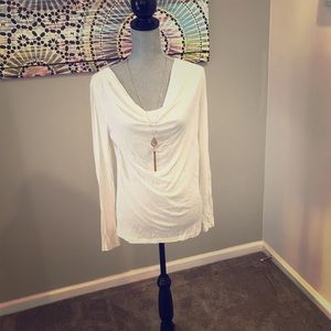 Cowl neck cream Ann Taylor Loft long sleeved top m