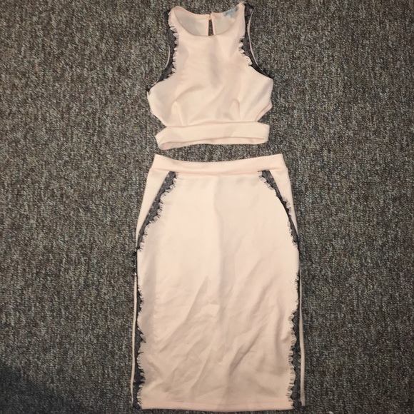 Light Pink Two Piece Cocktail Skirt and Top - Picture 2 of 2