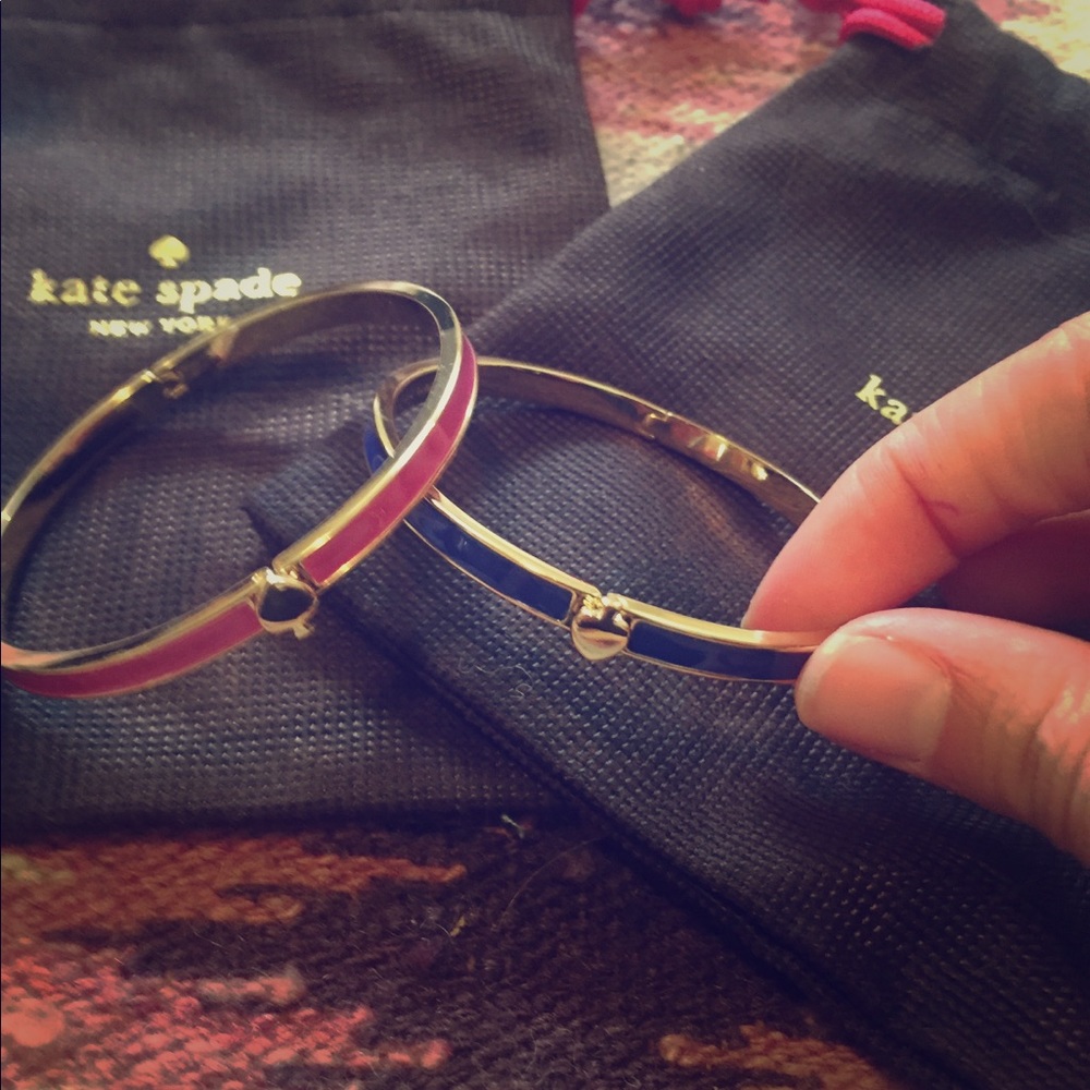 Kate Spade 12k gold plated bangles blue and pink