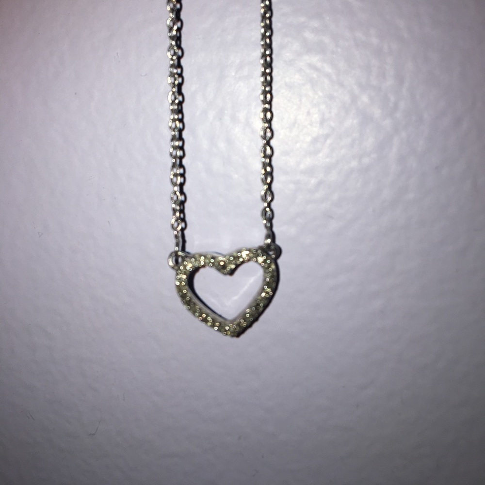 Diamond Heart Silver Necklace