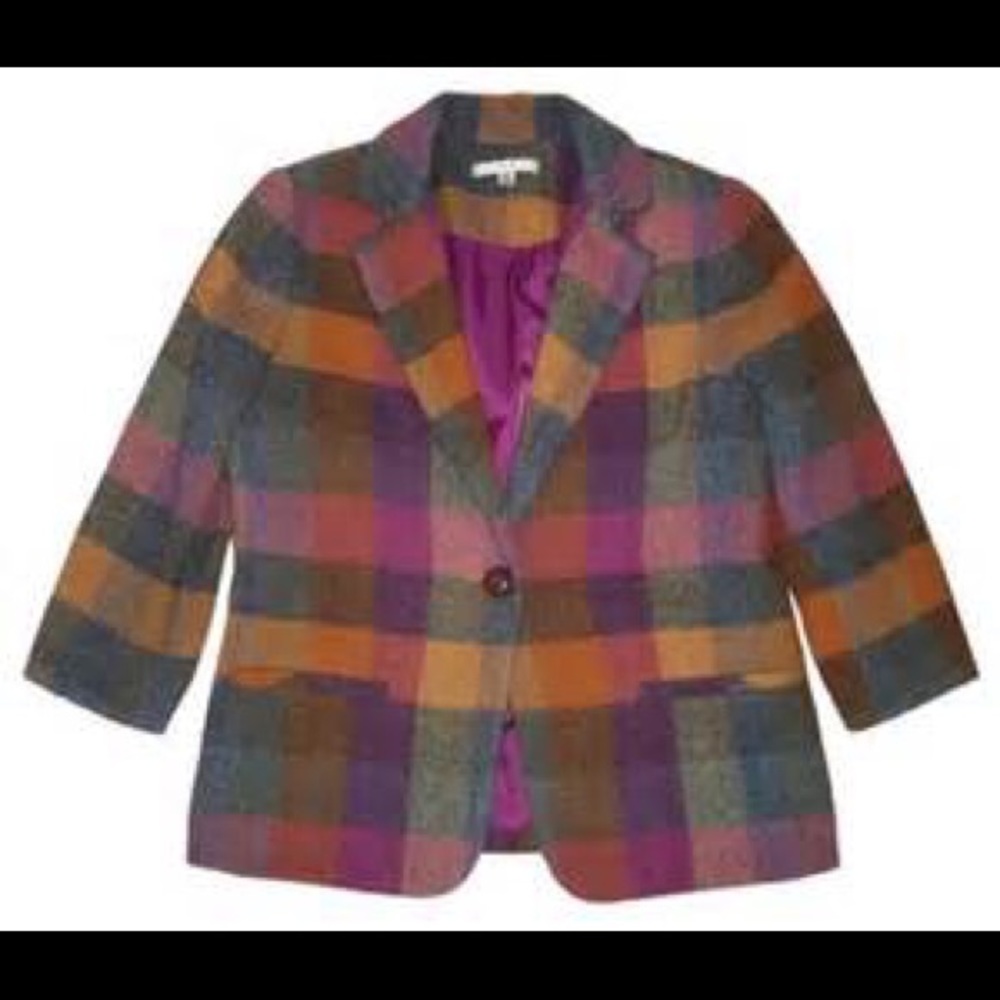 CAbi plaid wool Happy Blazer size 6