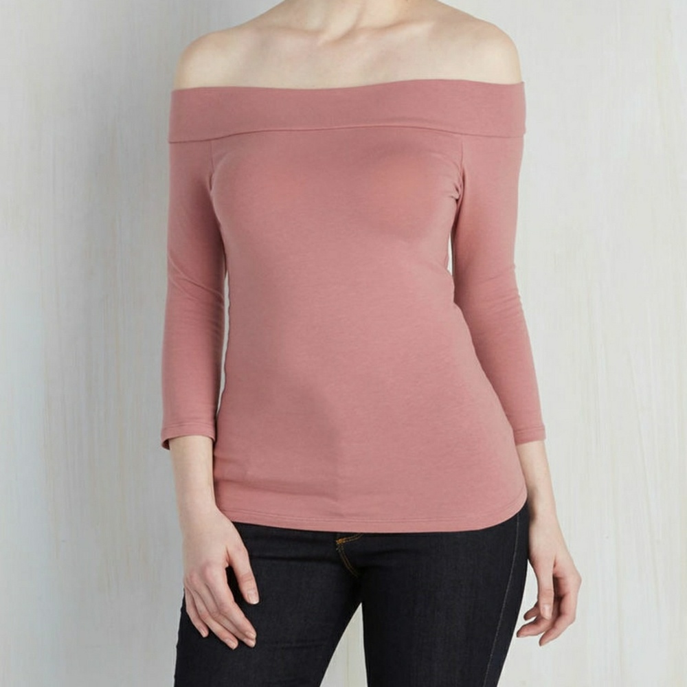 Modcloth: Large - Cafe Parfait Top in Dusty Rose