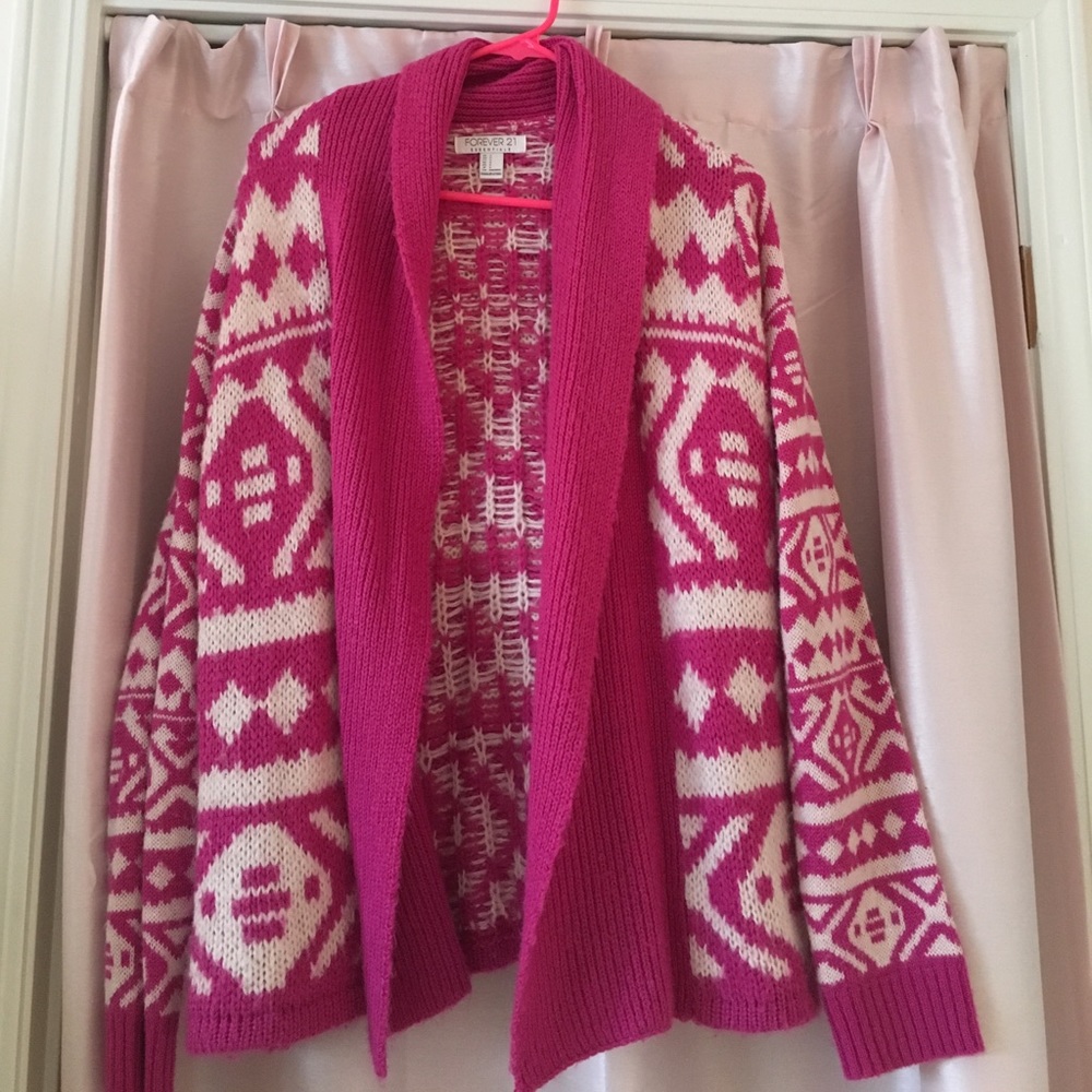 Forever21 Pink/Cream Aztec Print Sweater