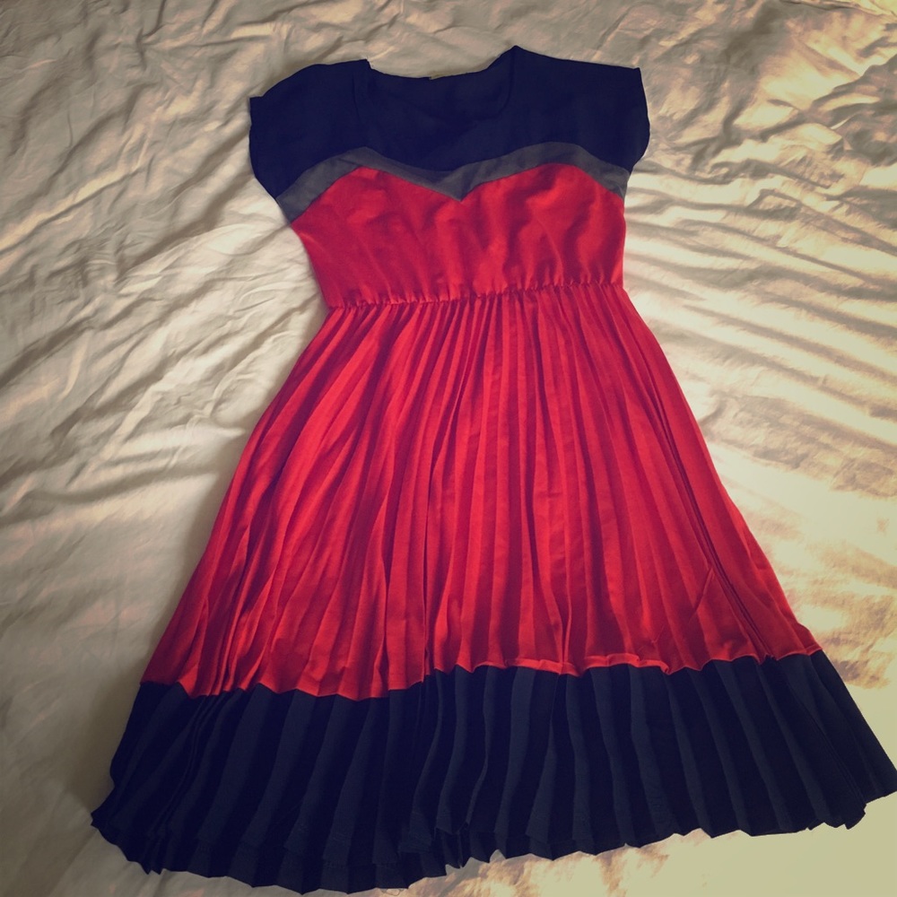 Red and navy dress