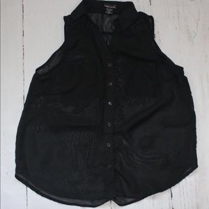 ❌SOLD Black sheer Button Up sleeveless blouse.