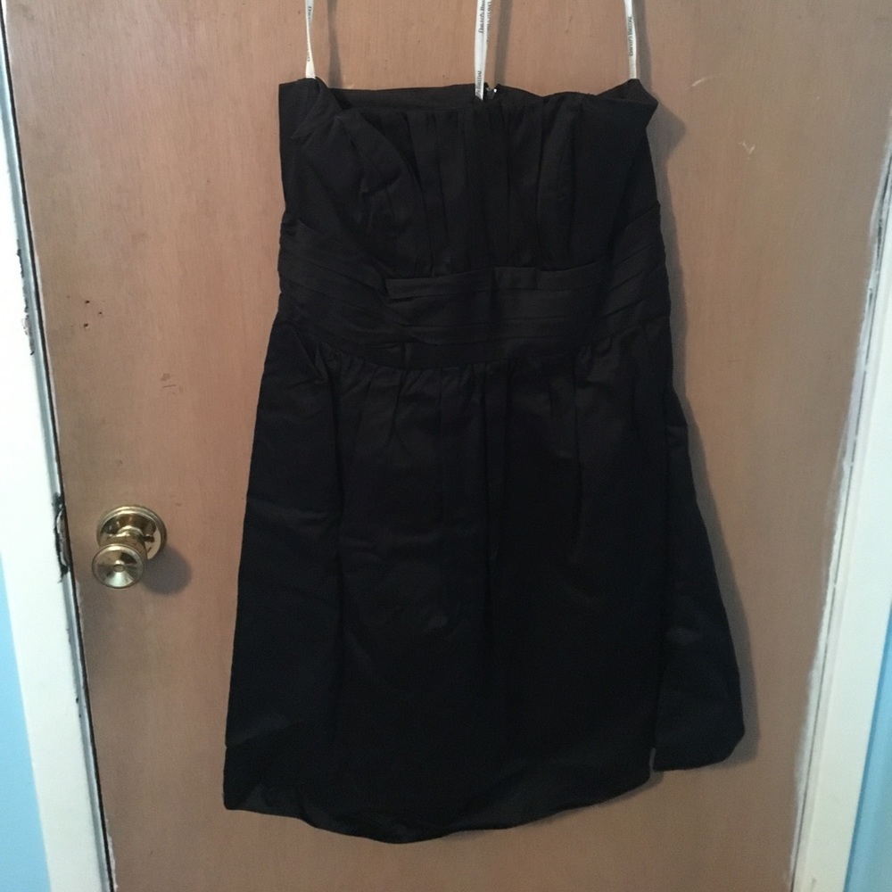 Black strapless bridesmaid dress