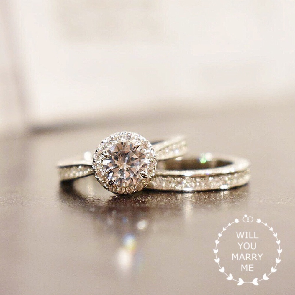 💍Sophisticated Bridal Solid Sliver Ring Set, 5-12 - Picture 8 of 8