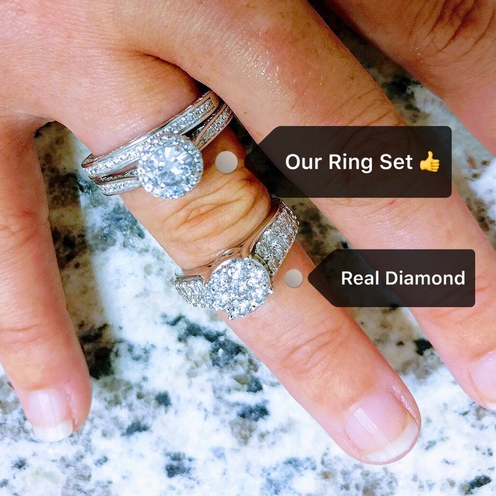 💍Sophisticated Bridal Solid Sliver Ring Set, 5-12 - Picture 5 of 8