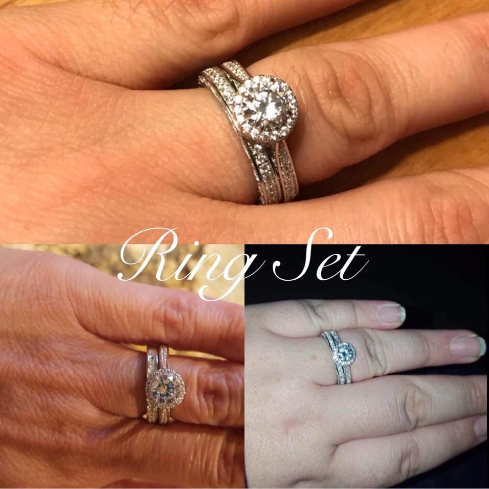 💍Sophisticated Bridal Solid Sliver Ring Set, 5-12 - Picture 7 of 8
