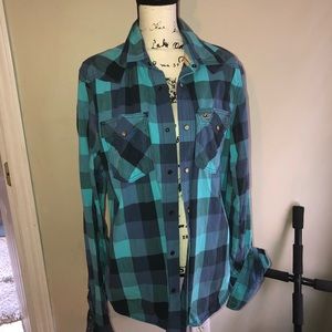Hollister button down plaid shirt