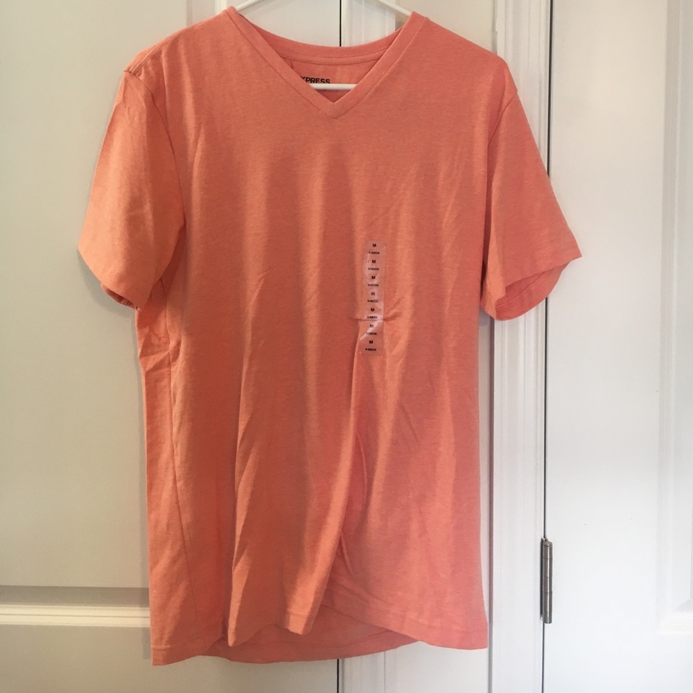 Express Coral V-Neck tee