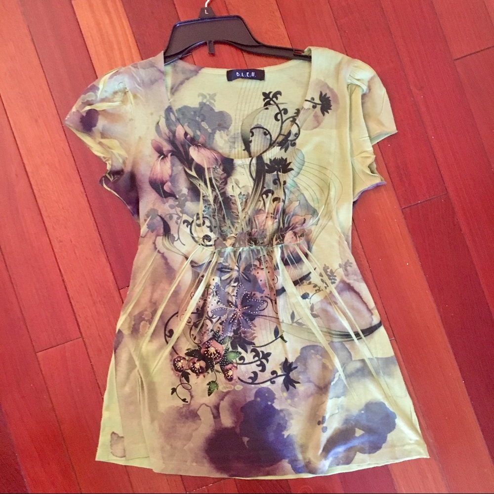 Pretty Green Print Blouse