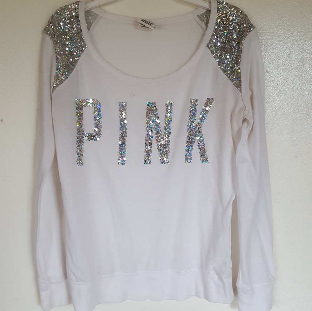 PiNK Victorias Secret White Long Sleeve Top
