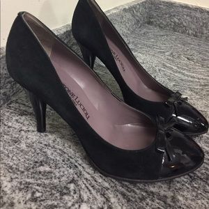 Gastone Lucioli Black leather, suede heels. Sz 8.