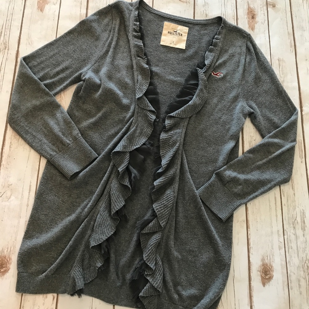 Hollister - Gray Open Cardigan, Size Large