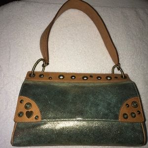 MOSCHINO SHOULDER GREEN GOLD LEATHER BAG AUTHENTIC