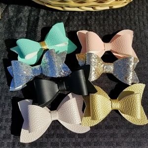 Faux Leather Bow hair clips