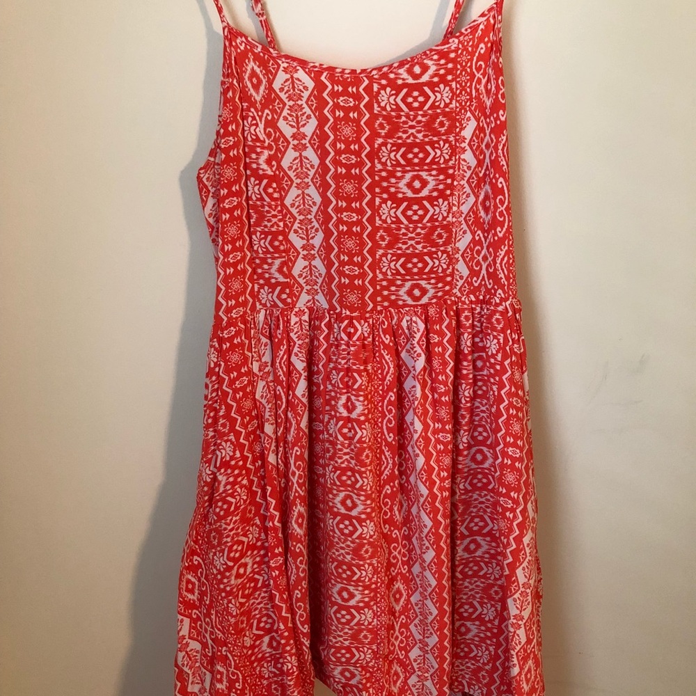 Coral patterned tank top dress