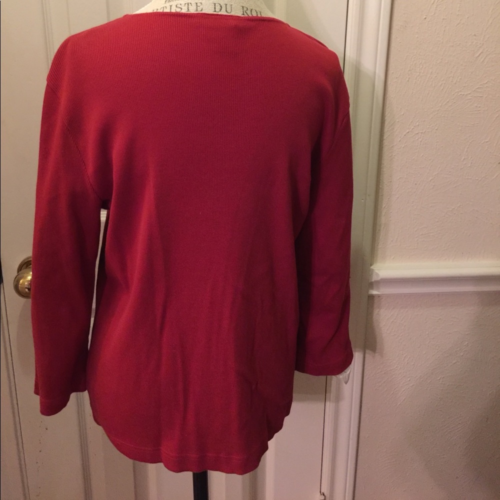 Ladies red ribbed knit top - Picture 3 of 3