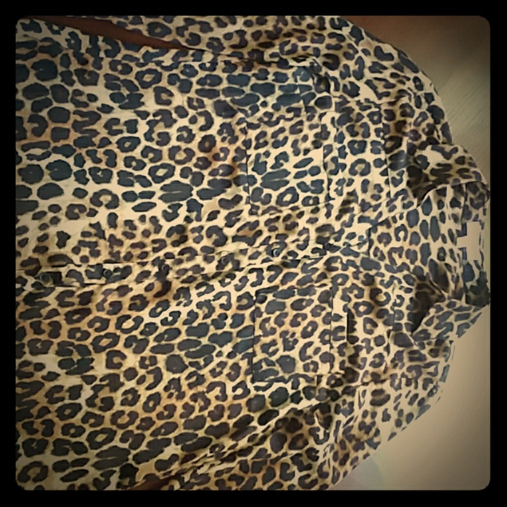 Express Women's Leopard Print Long-Sleeved Blouse