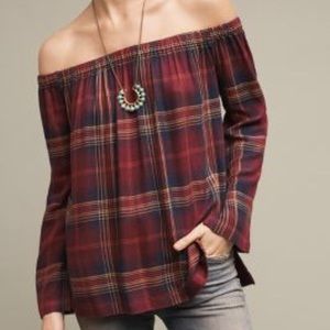 Anthropologie Plaid Cloth and Stone Blouse