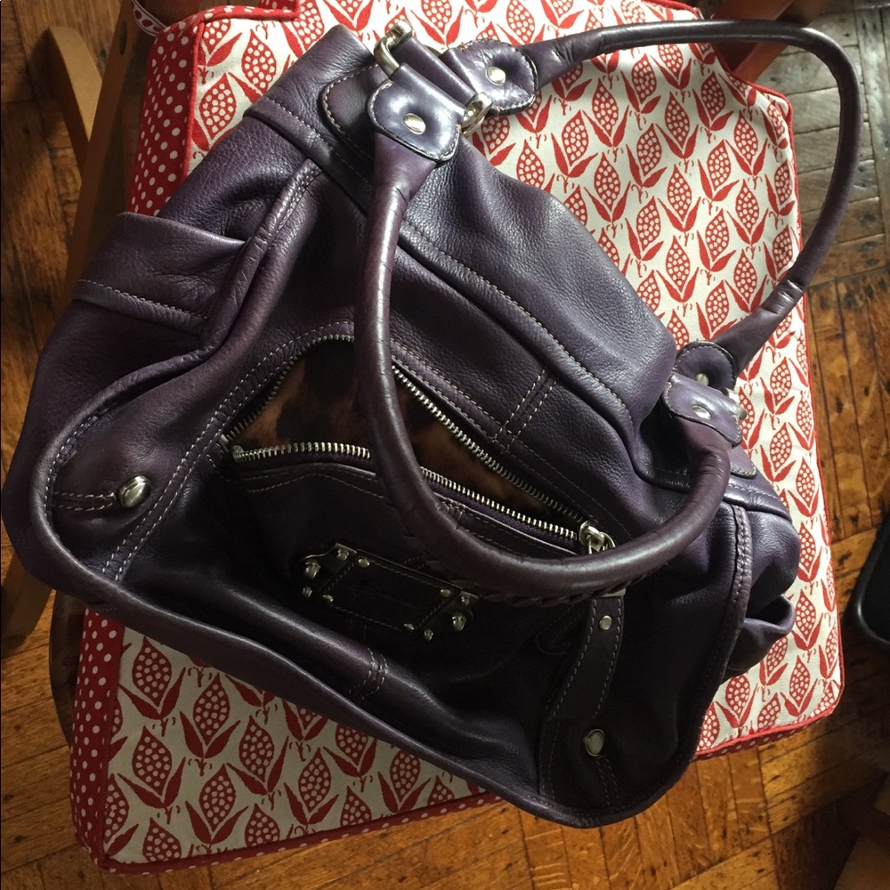 B Makowsky violet leather shoulder bag - vintage