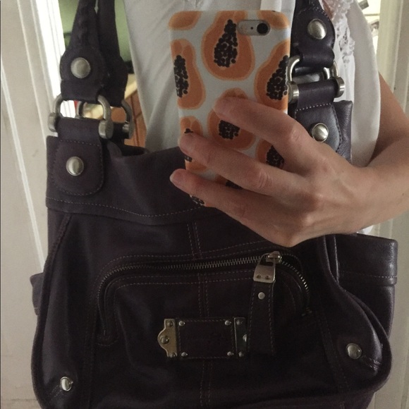 B Makowsky violet leather shoulder bag - vintage - Picture 6 of 7