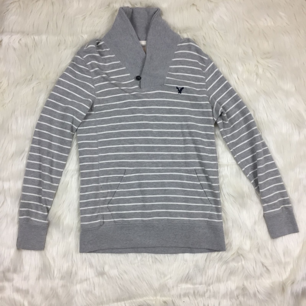SALE! AEO Striped Collared Sweater Size Small - Picture 1 of 5