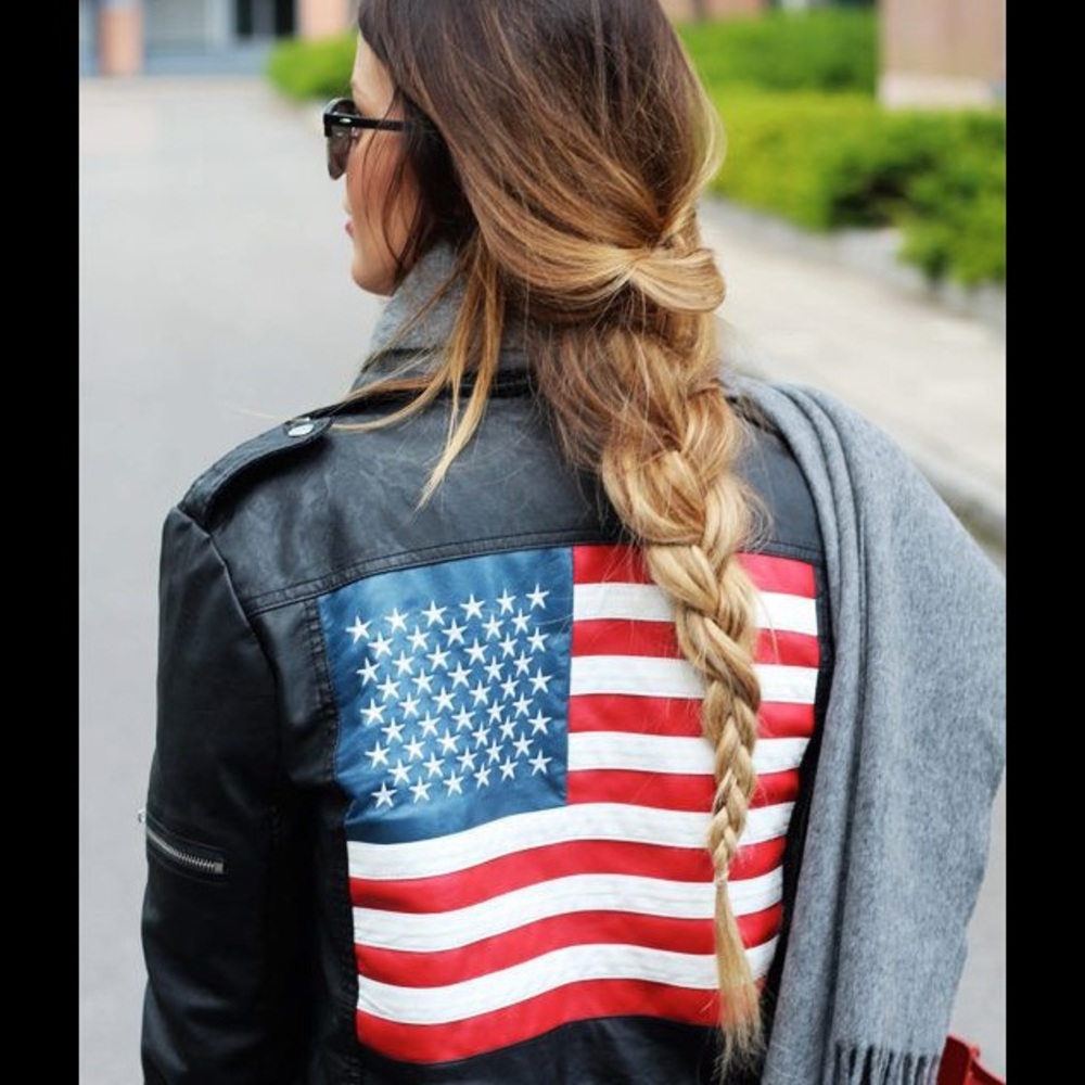 UNIF American Flag Moto Jacket- M Never worn