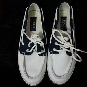 Polo Ralph Lauren navy white boat shoes