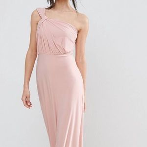 ASOS Grecian One Shoulder Long Blush Dress