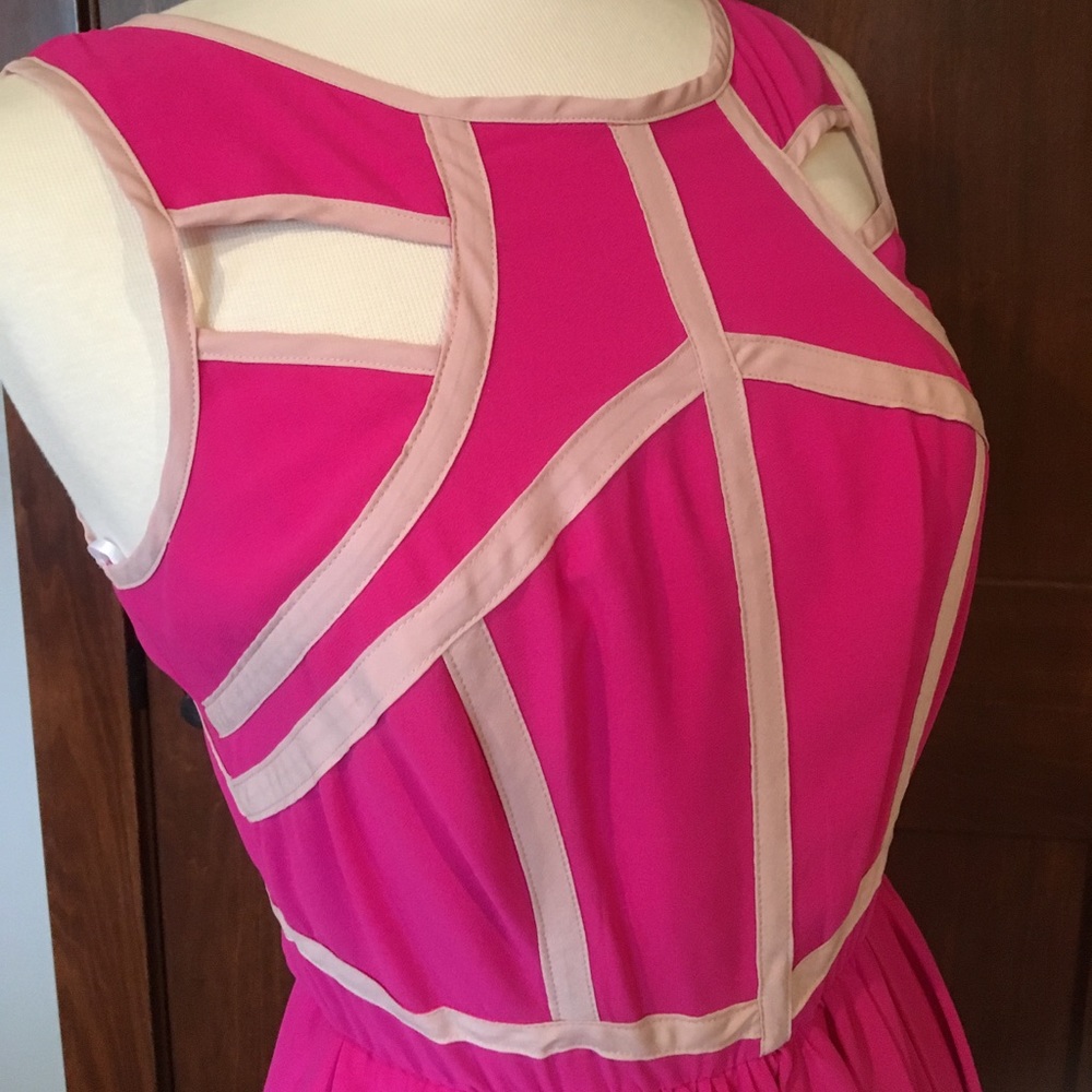 Hot pink cut out dress