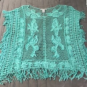 Tiffany teal crochet over top