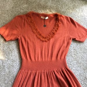 Women's knee-length dress from Anthropologie.