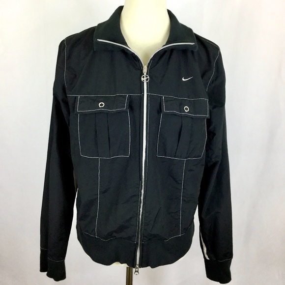 Nike Jackets & Blazers - Nike Black Zip Jacket L 12-14 Windbreaker Jogging