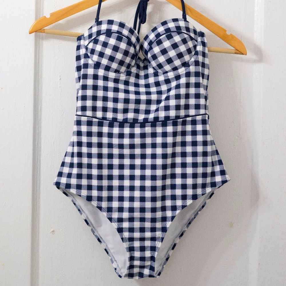 Aerie Retro One Piece Swimsuit Gingham Pattern