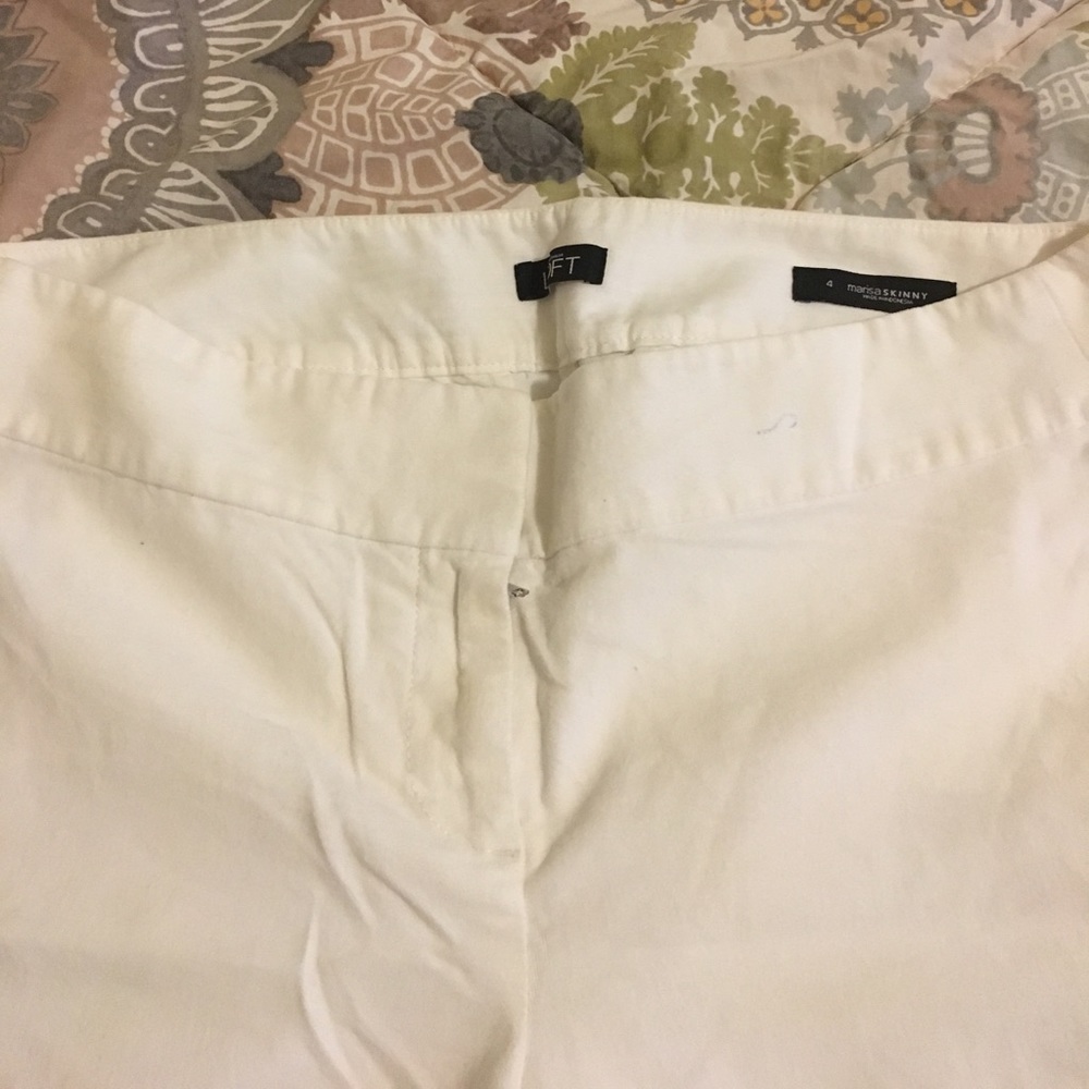 Straight leg brushed cotton white dress pants