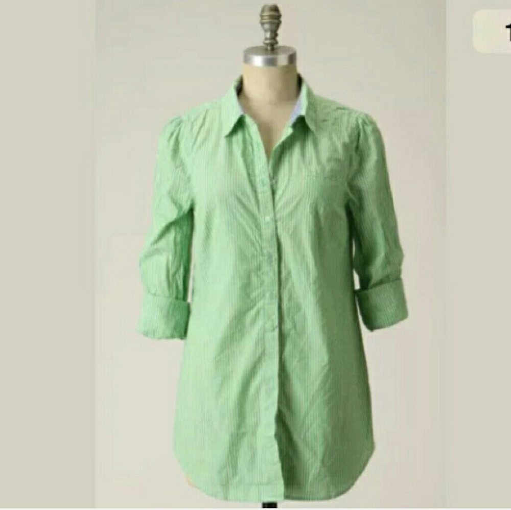 Anthropologie green button up