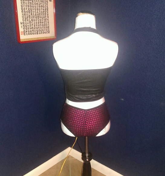 HUSTLER 2pc Wet Look Pole Dance Sexy Shorts/Top - Picture 4 of 7