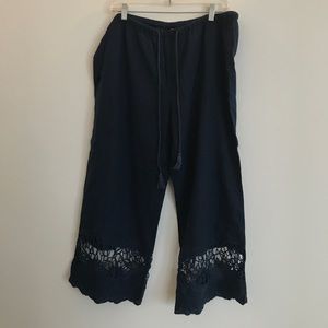 Anthropologie lounge pants with crochet bottom