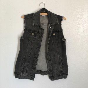 Dark gray Bar III cut off denim vest Size Small