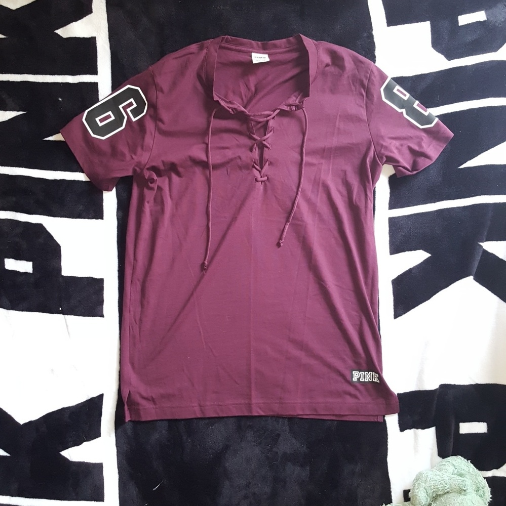 PINK Campus Crew Lace Up Shirt BNWOT